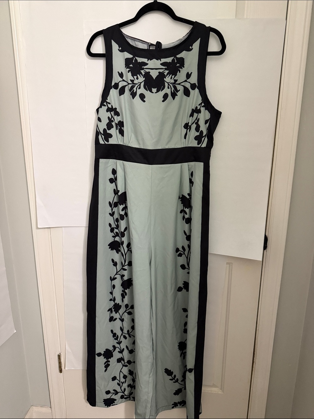 SHEIN Mint Green Jumpsuit with Black Floral Accents